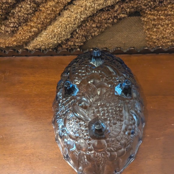 Indiana Glass Ice Blue Footed Oval Fruit Bowl Garland Pattern - Picture 5 of 7